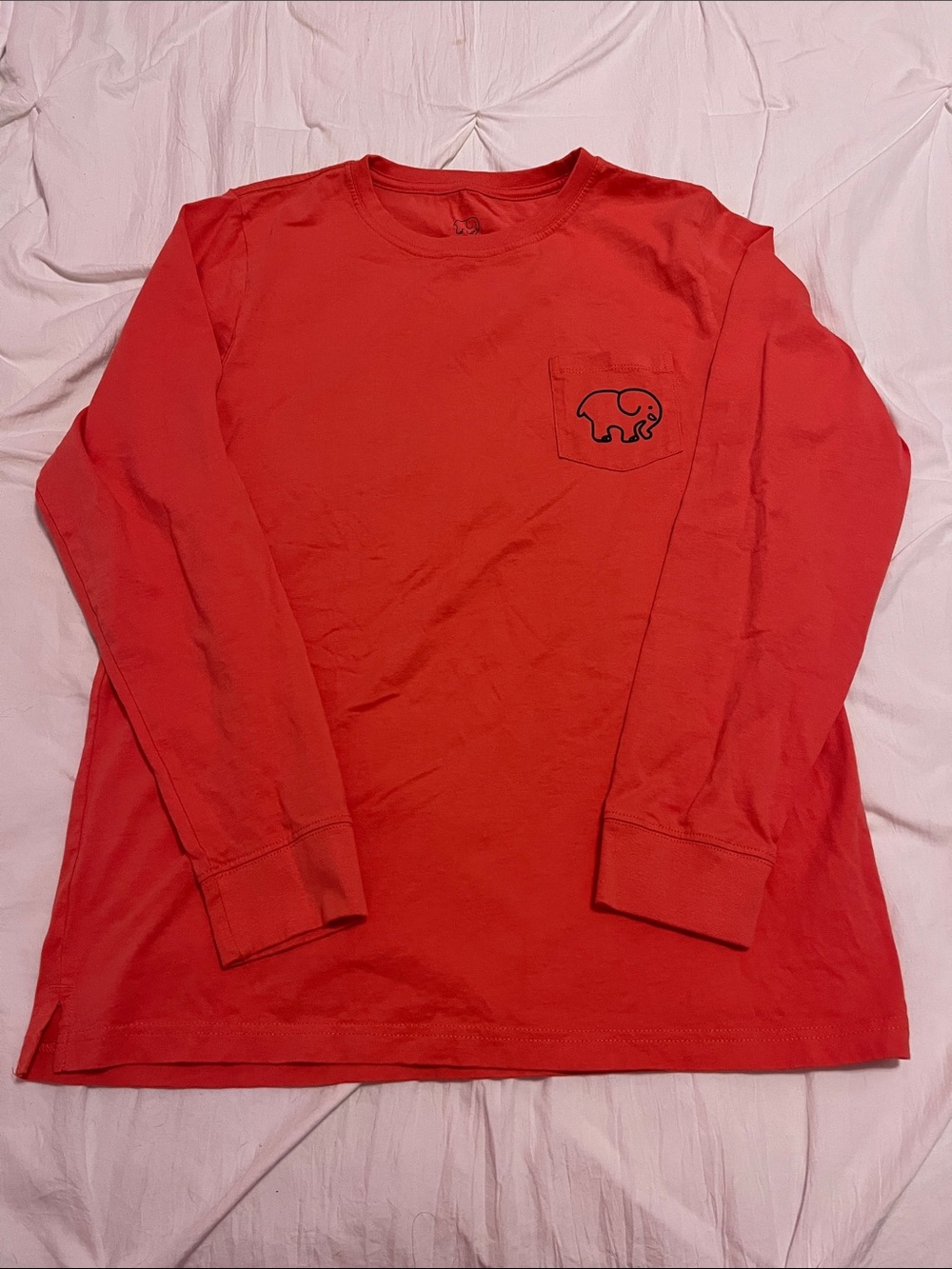 ivory ella Coral Red Crewneck Tee with Logo Print